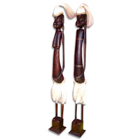 Primitive Set Of 2, Handcarved From Albesia Wood