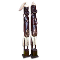 Primitive Set Of 2, Handcarved From Albesia Wood