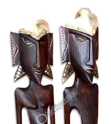 Primitive Set Of 2, Handcarved From Albesia Wood