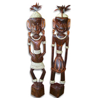 Primitive Set Of 2, Handcarved From Albesia Wood
