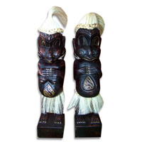 Primitive Set Of 2, Handcarved From Albesia Wood