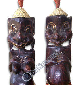 Primitive Set Of 2, Handcarved From Albesia Wood