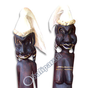 Primitive Set Of 2, Handcarved From Albesia Wood