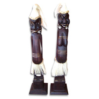 Primitive Set Of 2, Handcarved From Albesia Wood