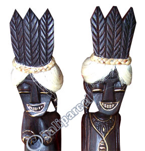 Primitive Set Of 2, Handcarved From Albesia Wood