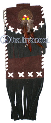 Leather  Hanphone Bag, Native American Style