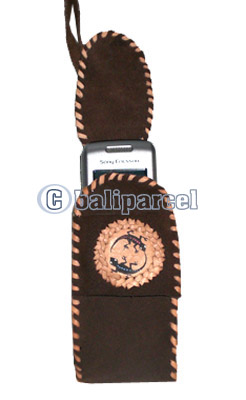 Leather  Hanphone Bag, Native American Style