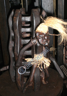 Primitive Bottle Holder, Handcarved From Albesia Wood