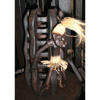 Primitive Bottle Holder, Handcarved From Albesia Wood