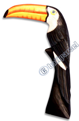 Wooden Toucan Bird, Hand Carved From Albesia Wood