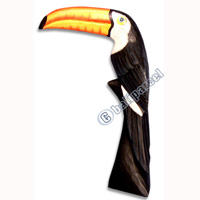 Wooden Toucan Bird, Hand Carved From Albesia Wood