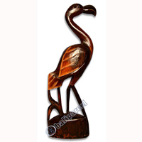 Flamingo Bird Handpainted, Hand Carved From Albesia Wood