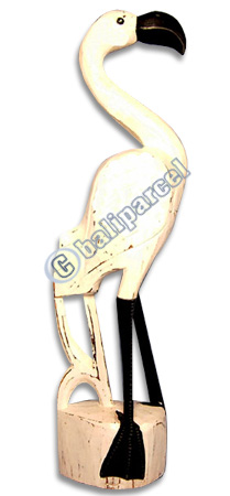 Flamingo Bird Handpainted, Hand Carved From Albesia Wood