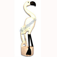 Flamingo Bird Handpainted, Hand Carved From Albesia Wood