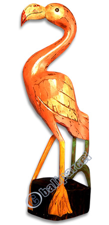 Flamingo Bird Handpainted, Hand Carved From Albesia Wood