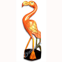 Flamingo Bird Handpainted, Hand Carved From Albesia Wood