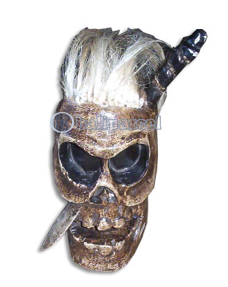 Pirate Skull, Handmade From Albesia Wood