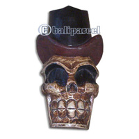 Pirate Skull, Handmade From Albesia Wood