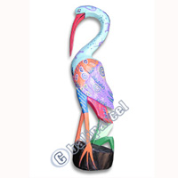 Heron Bird With Crazy Color, Hand Carved From Albesia Wood