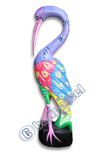 Heron Bird With Crazy Color, Hand Carved From Albesia Wood