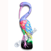 Heron Bird With Crazy Color, Hand Carved From Albesia Wood