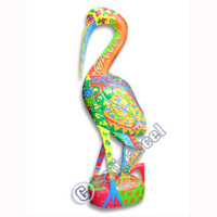 Heron Bird With Crazy Color, Hand Carved From Albesia Wood