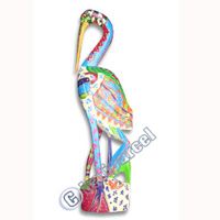 Heron Bird With Crazy Color, Hand Carved From Albesia Wood