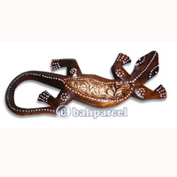 Wall Plaque Gecko, Handcarved From Albesia Wood