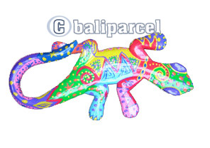 Wall Plaque Gecko "crazy Color", Handcarved From Albesia Wood