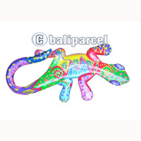 Wall Plaque Gecko "crazy Color", Handcarved From Albesia Wood