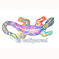Wall Plaque Gecko "crazy Color", Handcarved From Albesia Wood