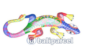 Wall Plaque Gecko "crazy Color", Handcarved From Albesia Wood
