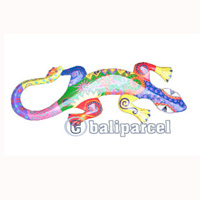Wall Plaque Gecko "crazy Color", Handcarved From Albesia Wood