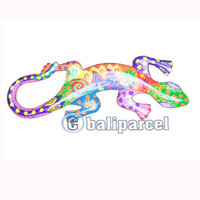 Wall Plaque Gecko "crazy Color", Handcarved From Albesia Wood
