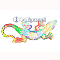 Wall Plaque Gecko "crazy Color", Handcarved From Albesia Wood