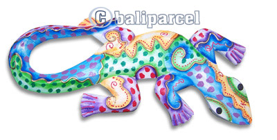 Wall Plaque Gecko "crazy Color", Handcarved From Albesia Wood