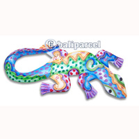 Wall Plaque Gecko "crazy Color", Handcarved From Albesia Wood