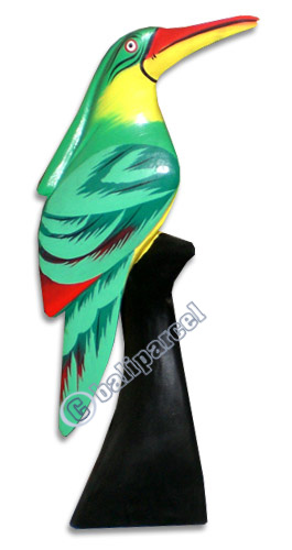 Bird With Handpainted, Hand Carved From Albesia Wood.