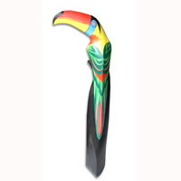 Toucan Bird With Hand Painted, Hand Carved From Albesia Wood.