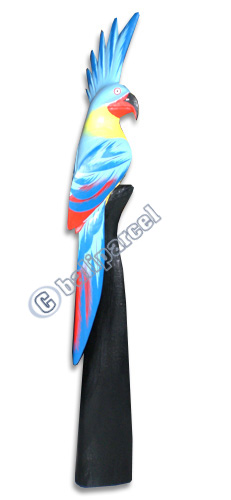 Cockatoo Bird With Handpainted, Hand Carved From Albesia Wood.