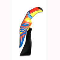 Toucan Bird With Hand Painted, Hand Carved From Albesia Wood.