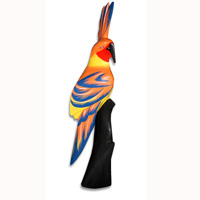 Cockatoo Bird With Handpainted, Hand Carved From Albesia Wood.