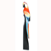 Parrot Bird With Handpainted, Hand Carved From Albesia Wood.