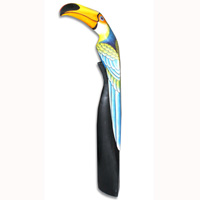 Toucan Bird With Hand Painted, Hand Carved From Albesia Wood.