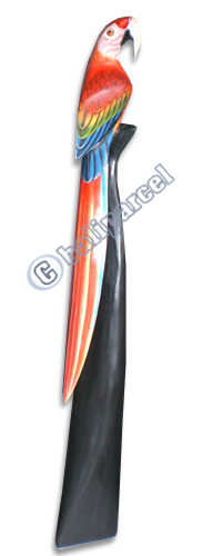 Parrot Bird With Handpainted, Hand Carved From Albesia Wood.