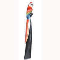 Parrot Bird With Handpainted, Hand Carved From Albesia Wood.
