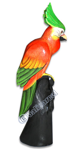 Cockatoo Bird With Handpainted, Hand Carved From Albesia Wood.