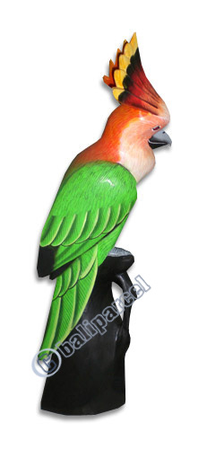 Cockatoo Bird With Handpainted, Hand Carved From Albesia Wood.