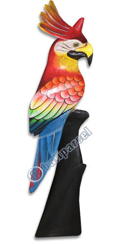 Cockatoo Bird With Handpainted, Hand Carved From Albesia Wood.