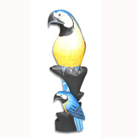 Parrot Bird With Baby, Hand Carved From Albesia Wood.